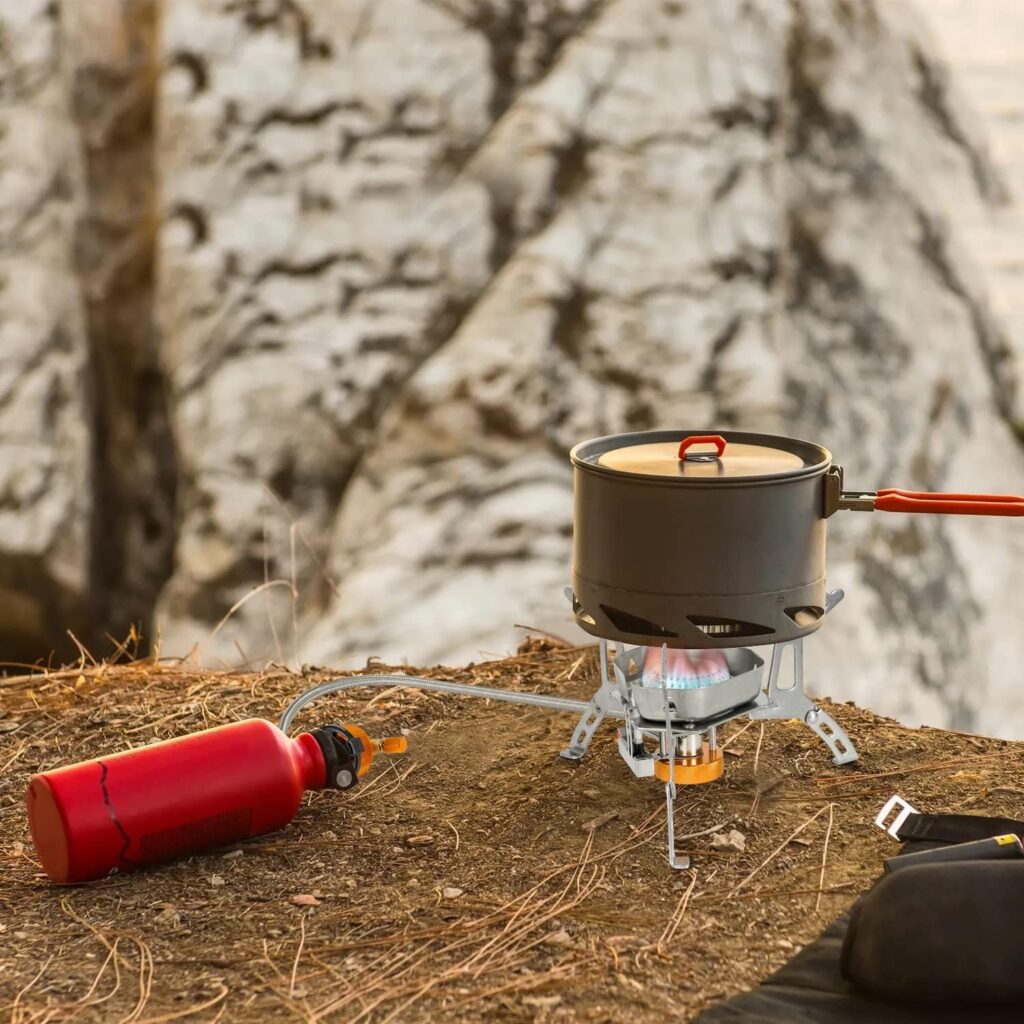 Estufa de camping, estufa de mochilero, plegable, portátil, ligera,  encendido piezoeléctrico, quemador único, ajustable, mini estufa de  campamento
